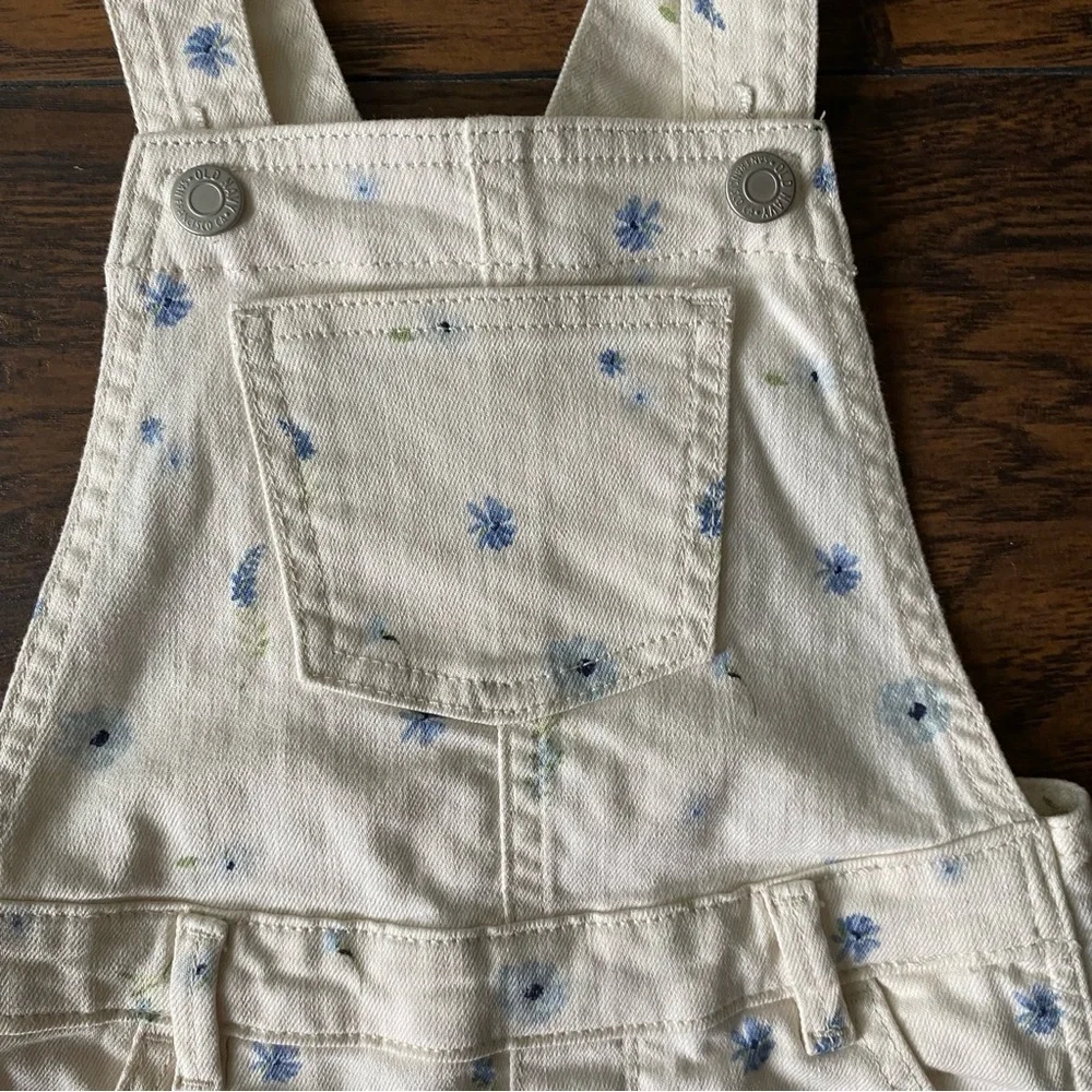 Old Navy Kids Overalls, White with Blue Flowers, Size 5T